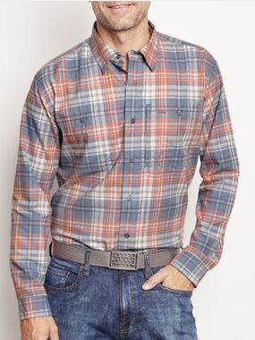 Orvis Flat Creek Tech Flannel Medium Blue Coral Plaid
